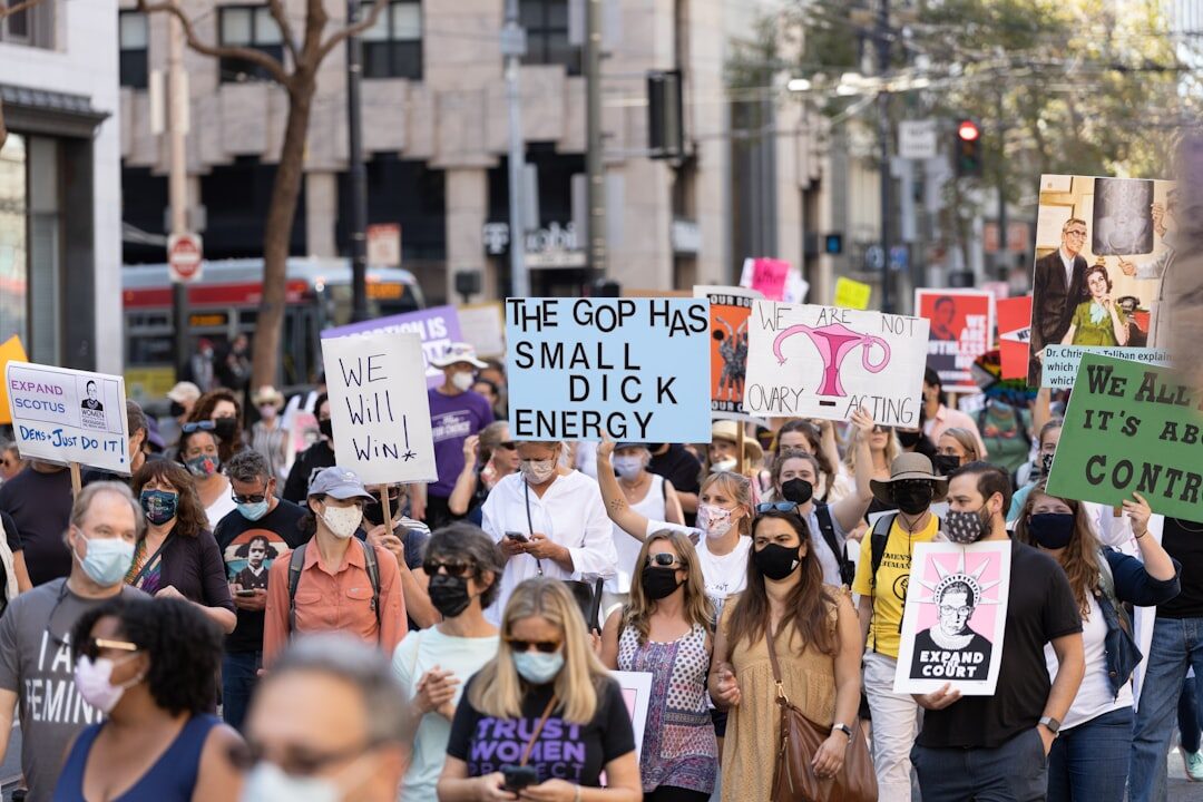 protest march in city